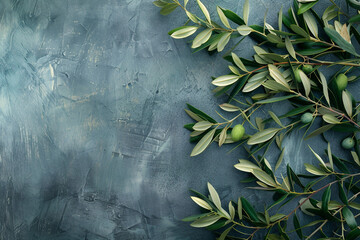 Overhead View of an Olive Plant on Abstract Background