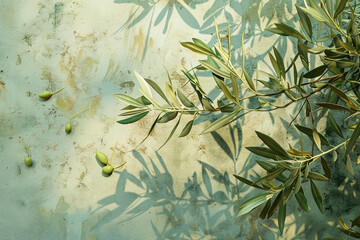 Overhead View of an Olive Plant on Abstract Background