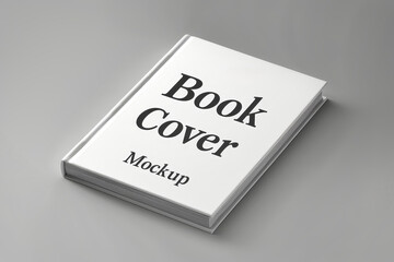 A creative book cover mockup, sitting on a table, showcasing design and advertising solutions in an artistic way. Mockup for design