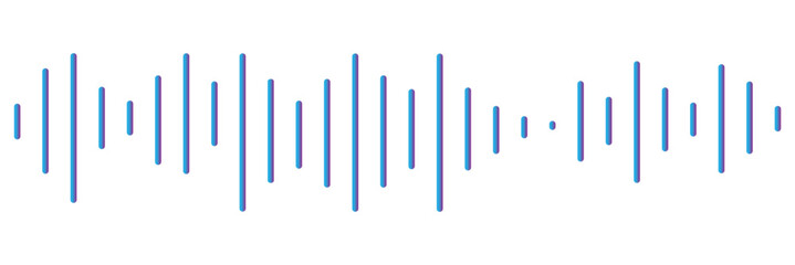 Pixel stereo waveform. Audio music sound wave. Audio spectrum. Equalizer, vibration, soundwave, voice on white background.