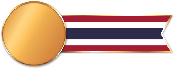 gold medal with ribbon banner with flag of Thailand