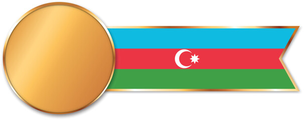 gold medal with ribbon banner with flag of Azerbaijan