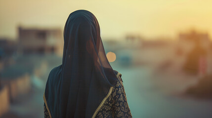back view of an Arabian woman, generative Ai