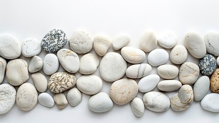 White background featuring a soft pebble texture, copy space