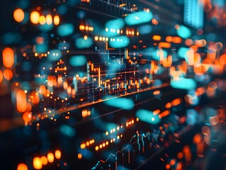 Glowing Market Data Streams Across Devices Showcasing Complex Investment Analysis