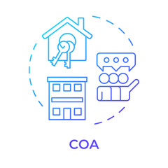 COA blue gradient concept icon. Association housing, community. Meeting management. Round shape line illustration. Abstract idea. Graphic design. Easy to use in infographic, presentation