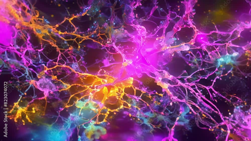 Poster a beautifully intricate landscape of vibrant neurons and electrifying synapses showcasing the incred