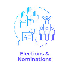 Elections and nominations blue gradient concept icon. Voting ballot box. Administrative services. Round shape line illustration. Abstract idea. Graphic design. Easy to use in infographic, presentation