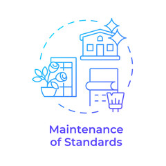 Fototapeta premium Maintenance of standards blue gradient concept icon. Property management, living environment. Round shape line illustration. Abstract idea. Graphic design. Easy to use in infographic, presentation