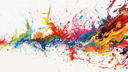 colorful paint splashing onto white background