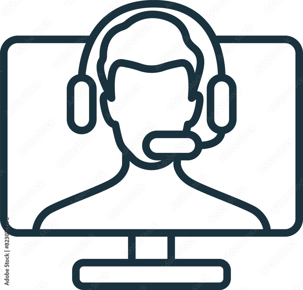 Poster virtual assistant icon. monochrome simple virtual assistant icon for templates, web design and infog