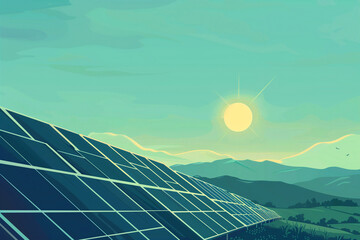 Solar panels standing under the heat of the sun use for energy alternative. Ecology concept.