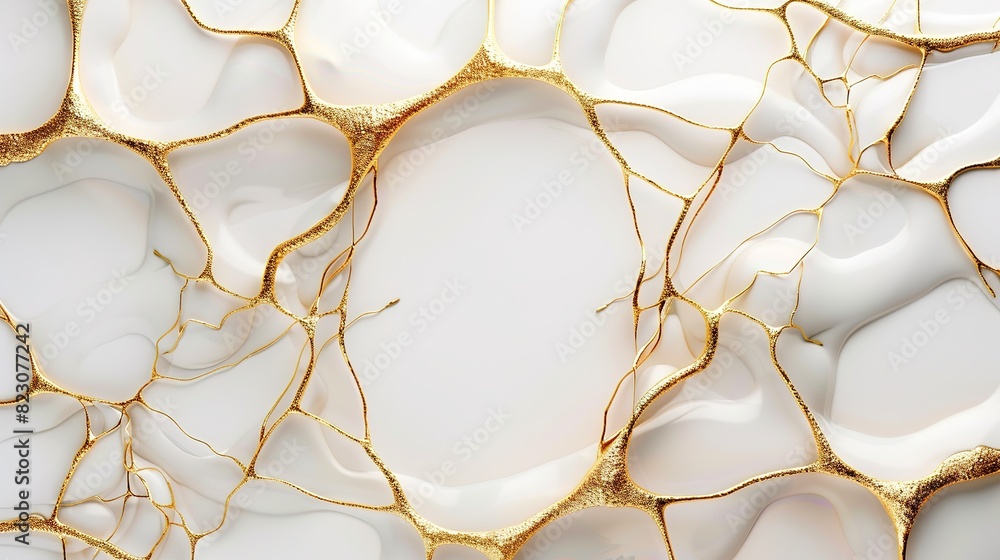 Poster white background with intricate gold lines forming abstract pattern