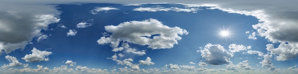 cloudy blue sky 360 hdri panorama view with zenith and clouds for use in 3d graphics or game...