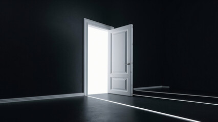 High resolution open main door front view 3d rendering template, Door front elevation image.