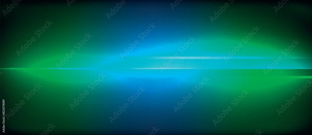 Poster A blue and green light beam shines on a dark background, creating a captivating scene with hints of sky and space elements like an astronomical object or a lens flare