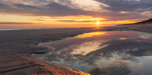 Panorama sunrise over the baltic sea