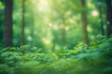 abstract Blur and Bokeh Art Green in The Forest