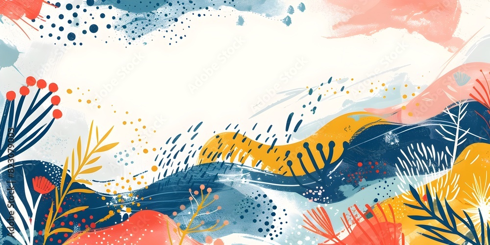 Poster vibrant abstract landscape with colorful patterns and textures for children s storybook