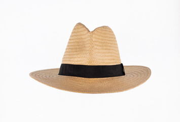 summer men straw hat isolated on white background