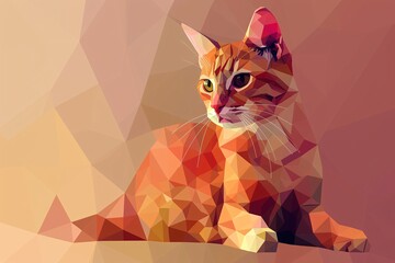 a cat with a low polygon style