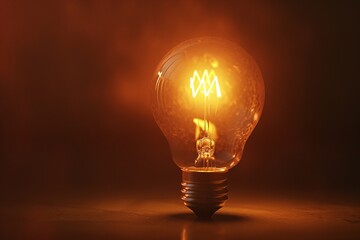 a light bulb with a glowing filament