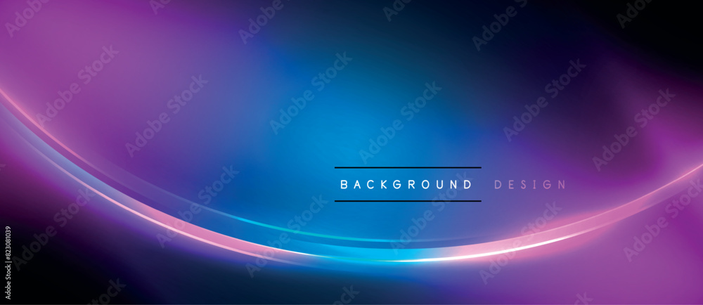 Poster A dynamic display of a blue and purple glowing wave set against a dark background, creating a striking visual effect