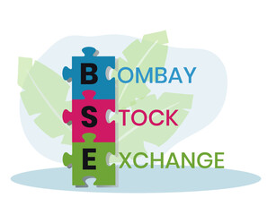 BSE. BOMBAY STOCK EXCHANGE acronym. Concept with keyword and icons. Flat vector illustration. Isolated on white.