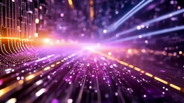 Abstract digital data stream visual. High-speed light particles. Cybersecurity and technology concept.4k JD