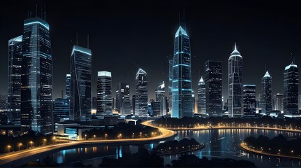 Fototapeta premium Smart city big data connection technology concept.generative.ai