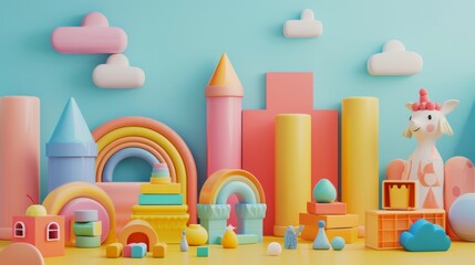 This is a photo of a colorful and whimsical toy city