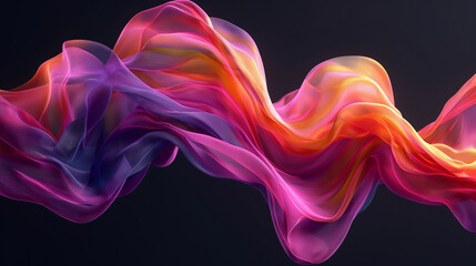 realistic photography of 3D Render wallpaper of abstract color fabric floating isolated dark backgraound