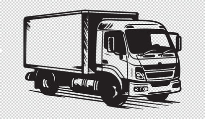 Simple minimalistic truck icon, vector illustration on transparent background