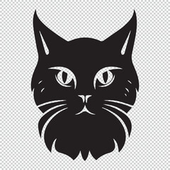 Obraz premium Cat head logo art design, black vector illustration on transparent background