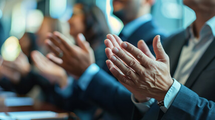 closeup Successful businesspeople applauding during a meeting generative ai