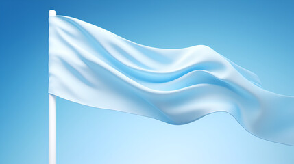 Blank White Flag Mockup on Blue Backgroun Minimalist Elegance: Blank Flag Mockup Against Blue Background
d, 
