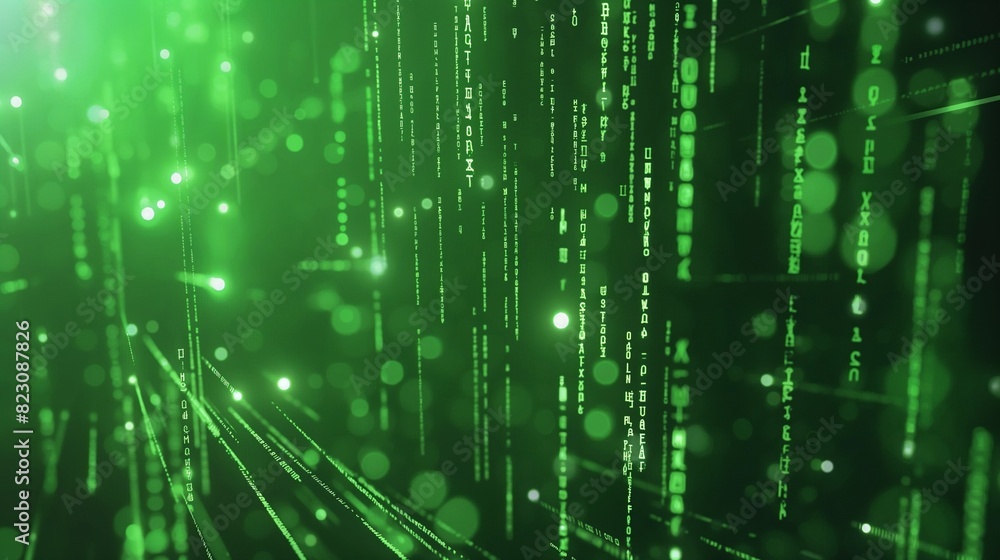 Poster abstract digital technology background in dark green color with circuit board patterns and glowing l