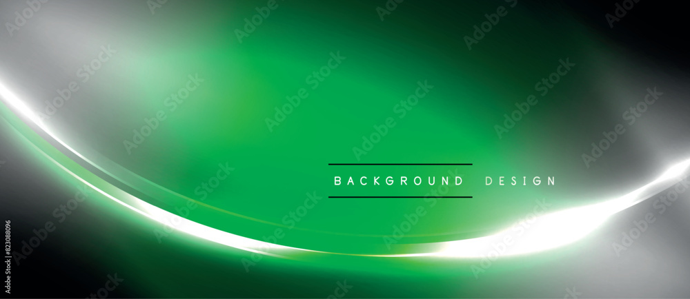 Poster a beautiful green and white glowing wave stands out against a black background, creating a visually 