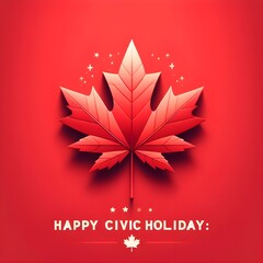 Happy Civic Holiday Red Maple leaf creative design 5th August. Celebrate Canada civic day