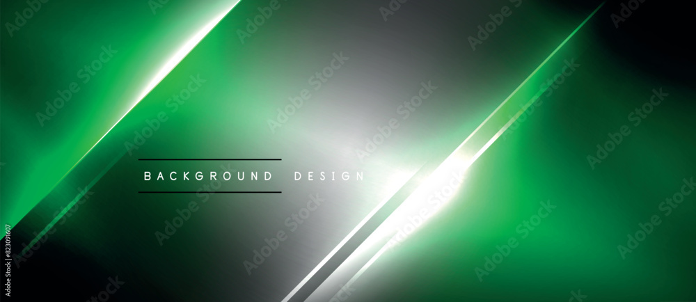 Poster beautiful glowing green lines against a dark background create a striking visual contrast