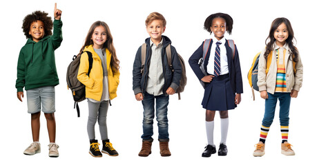 Kid student png element set on transparent background