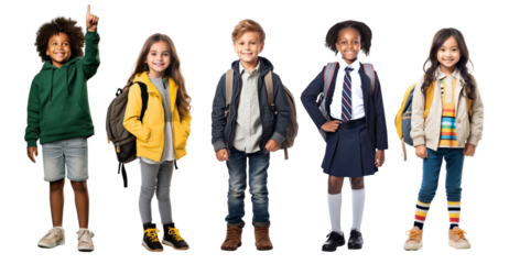 Kid student png element set on transparent background