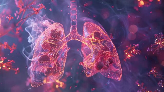 Human lungs. Lung Cancer Awareness. Lung Disease. Respiratory System Collapse. Respiratory Illness. World No Tobacco Day. Symbolizing Anti-Tobacco and Healthy Life. Human lungs caused by smoking. 4K 