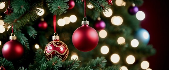 Obraz premium Christmas tree decorated with funny ornaments