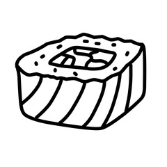 Outline set of asian sushi roll
