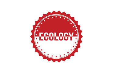 Red banner Ecology on white background.