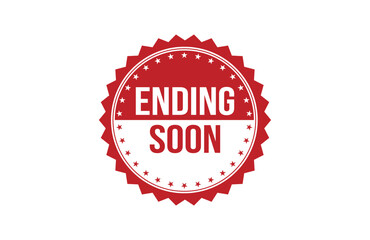 Ending soon red ribbon label banner. Open available now sign or ending soon tag.