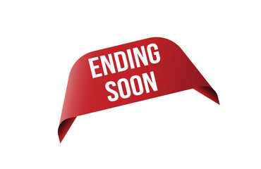 Ending soon red ribbon label banner. Open available now sign or ending soon tag.