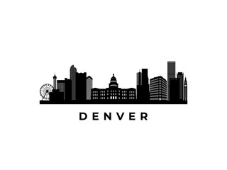 Vector Denver skyline. Travel Denver famous landmarks. Business and tourism concept for presentation, banner, web site.