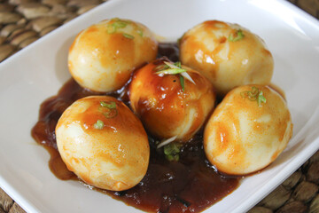 Boiled egg dish with oyster sauce